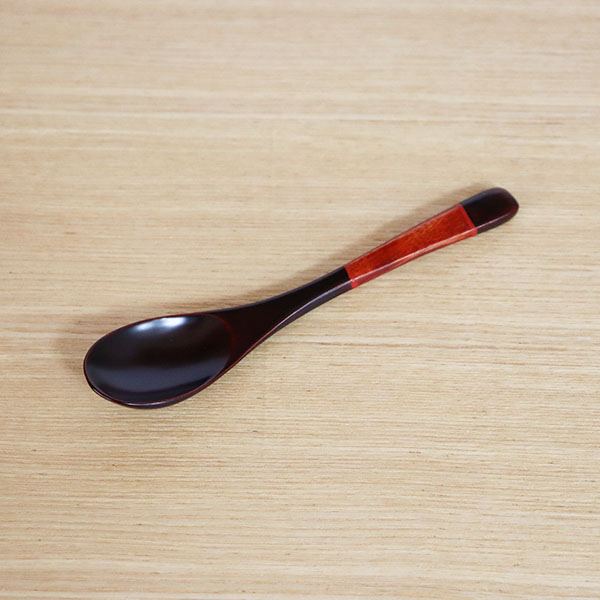 木製 スプーン 漆塗り 漆器 ティースプーン 塗り分け 朱 溜 13cm 1本