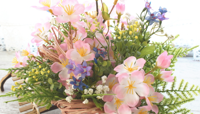 造花 桜とグリーンのアレンジ シルクフラワー CT触媒 光触媒 フラワー