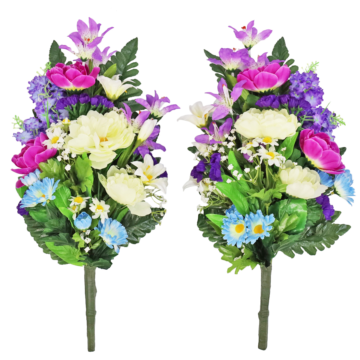 仏花 造花 牡丹とリリーの花束 一対 選べる2色 ピンク パープル お仏壇