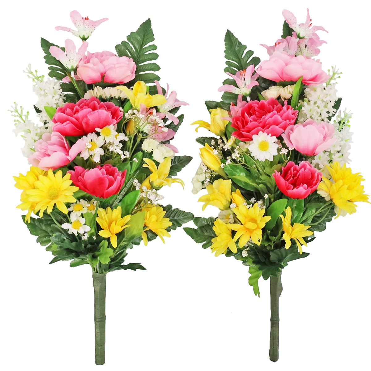 仏花 造花 牡丹とリリーの花束 一対 選べる2色 ピンク パープル お仏壇