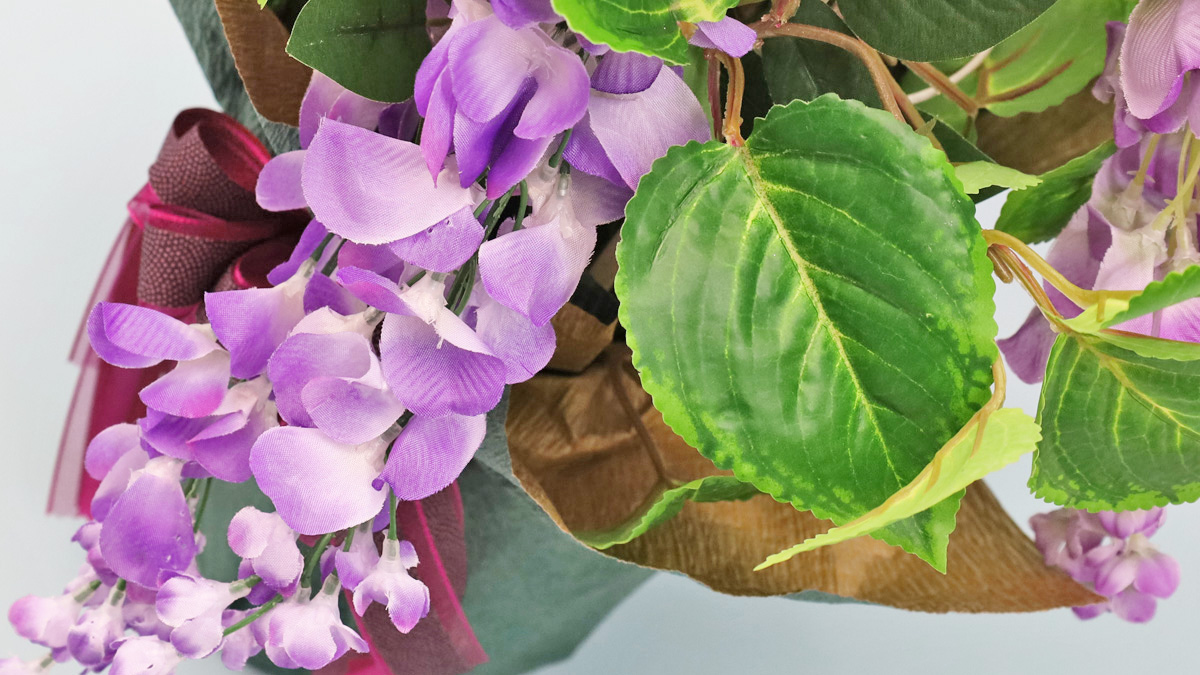 造花 藤の花の鉢植え シルクフラワー CT触媒 ふじ アレンジ インテリア