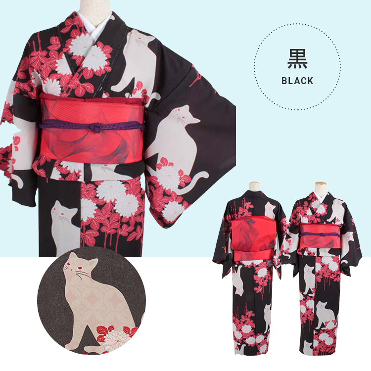 着物 小紋 菊と猫 きもの 和音-WAON- 公式 | キモノ kimono 普段着 洗える着物 レディース プレタ着物 単衣 仕立て上がり 猫 ねこ  猫柄 : waon0001 : 絹生活研究所 公式 - 通販 - Yahoo!ショッピング