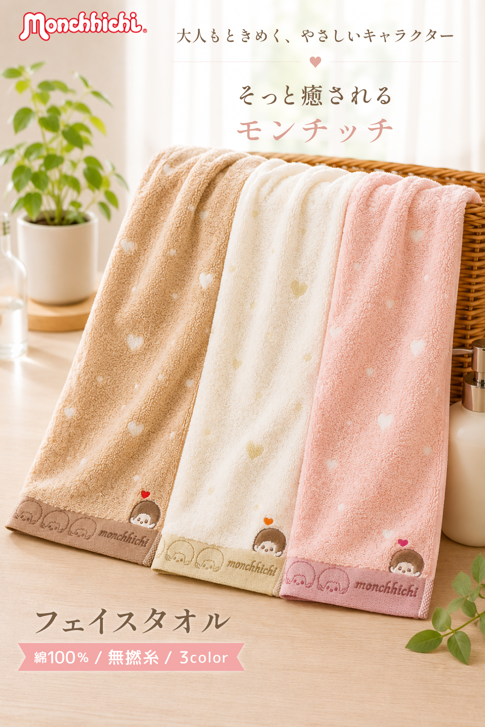 タオル美術館 モンチッチ フェイスタオル 綿100% 無撚糸 ふわふわ 吸水