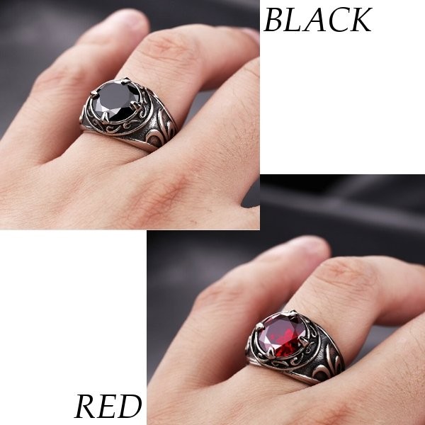 ステンレス リング メンズ シルバー キュービックジルコニア ブラック