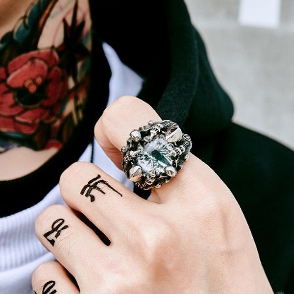 ドラゴンヘッド・デザイン調整可能リング ドラゴンヘッド 925シルバーリング – 伝説の龍モチーフ メンズ