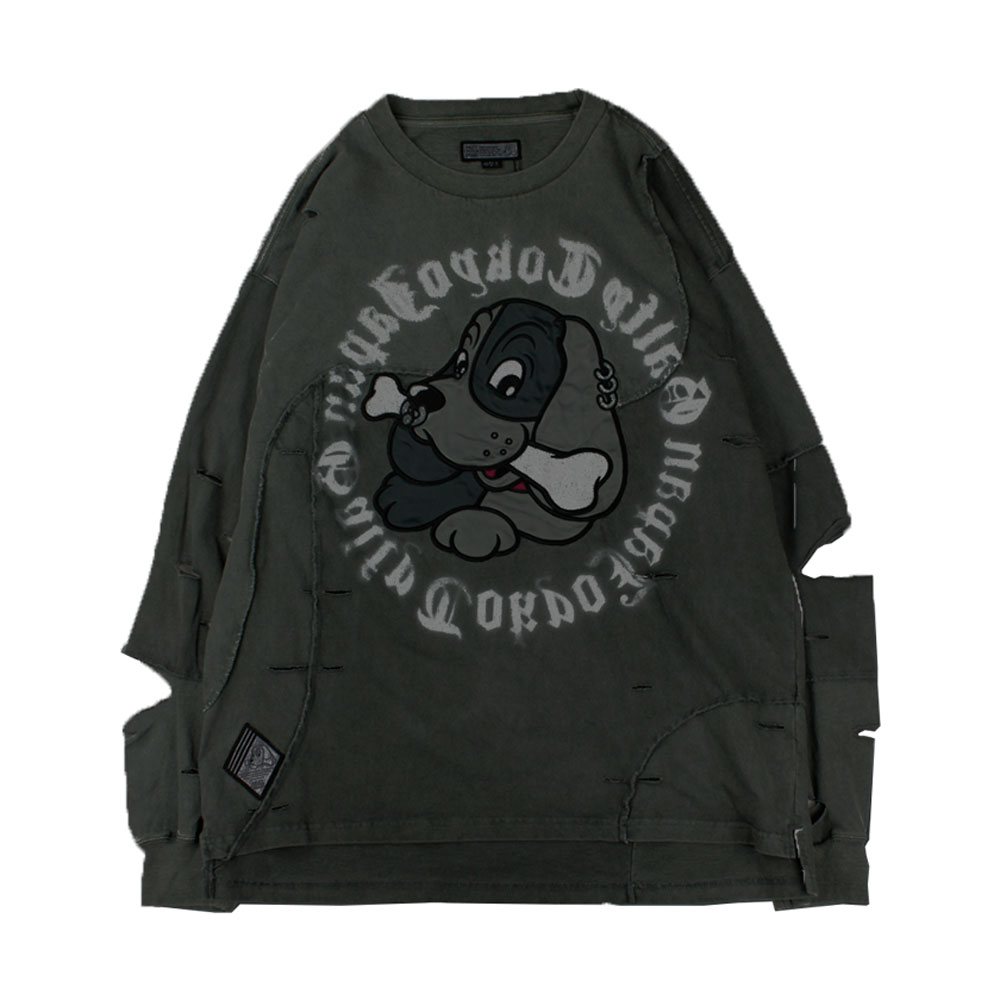 GALFY ガルフィー Tシャツ ロンT わんわん落書き ボーダー ロン