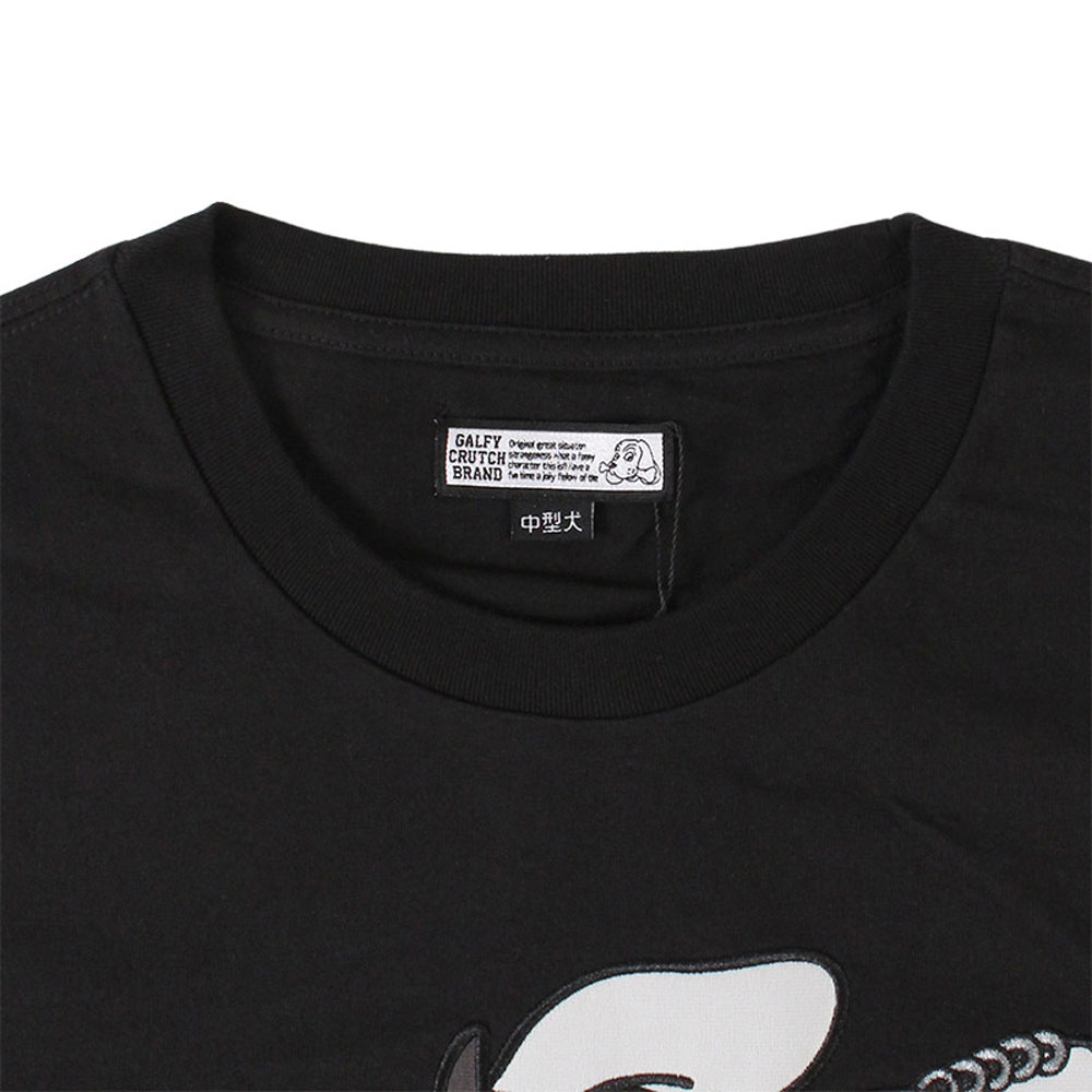 GA×GALFY ぼろぼろ刺繍ロンT ブラック 中型犬 GALFY（ガルフィー） ロンT メンズ レディース ブランド おしゃれ
