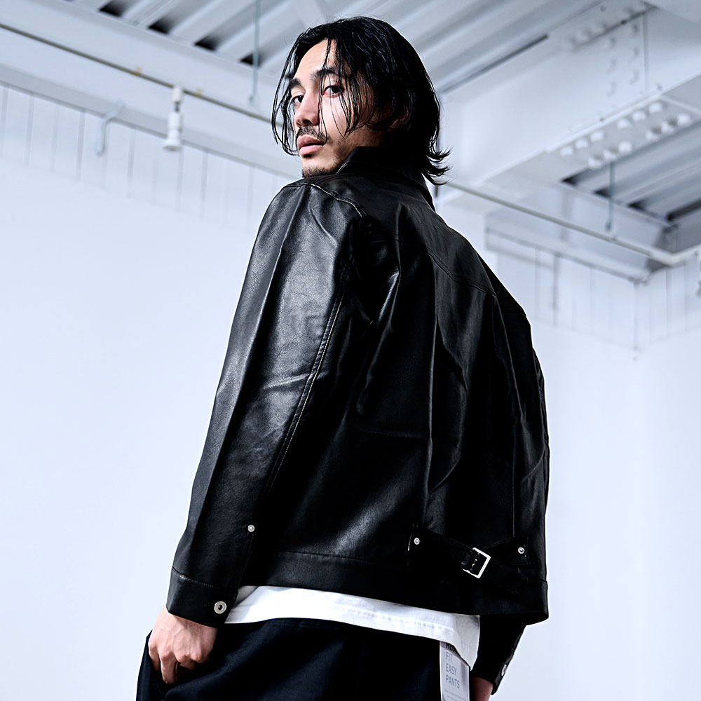 CavariA レザージャケット メンズ 革ジャン ライダース ブルゾン