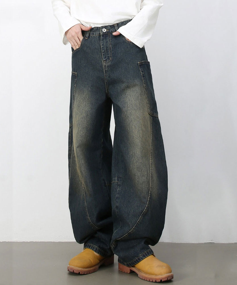 Lazy Tokyo デニムパンツ メンズ ワイド バギー バルーン