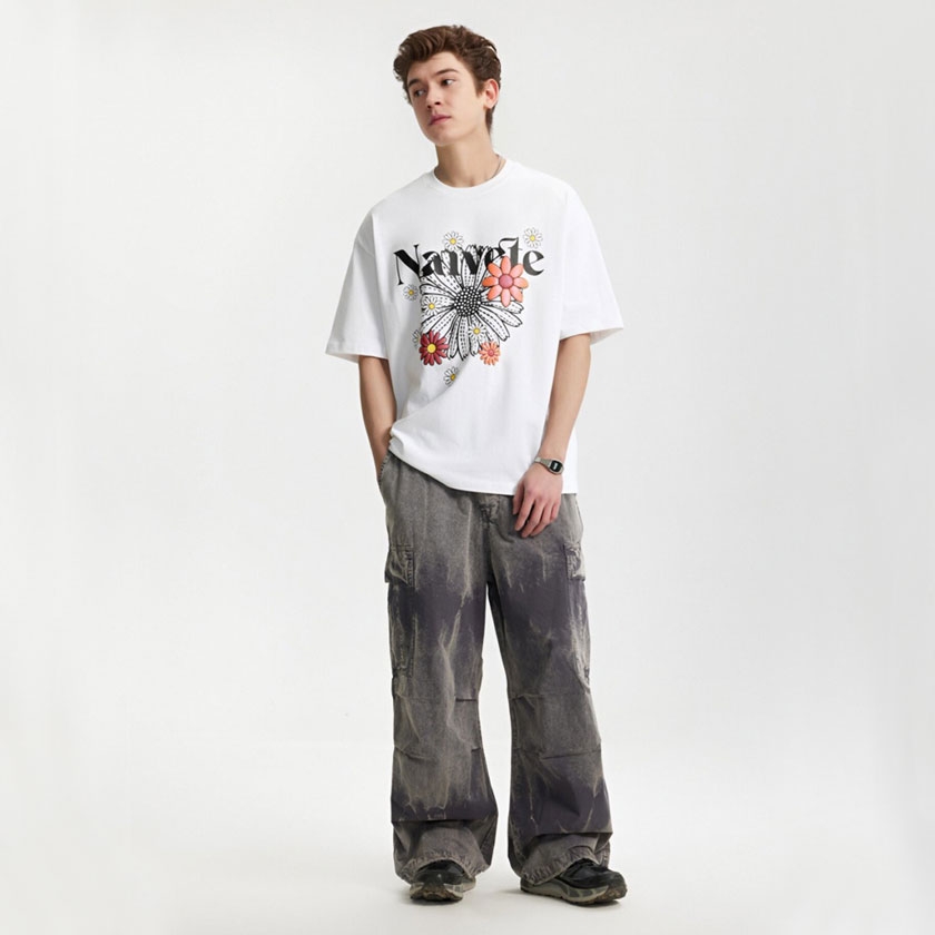 タトゥーレースリラックスフィット半袖Tシャツ Lazy Tokyo Tシャツ メンズ 半袖 アメカジ ブランド 花柄