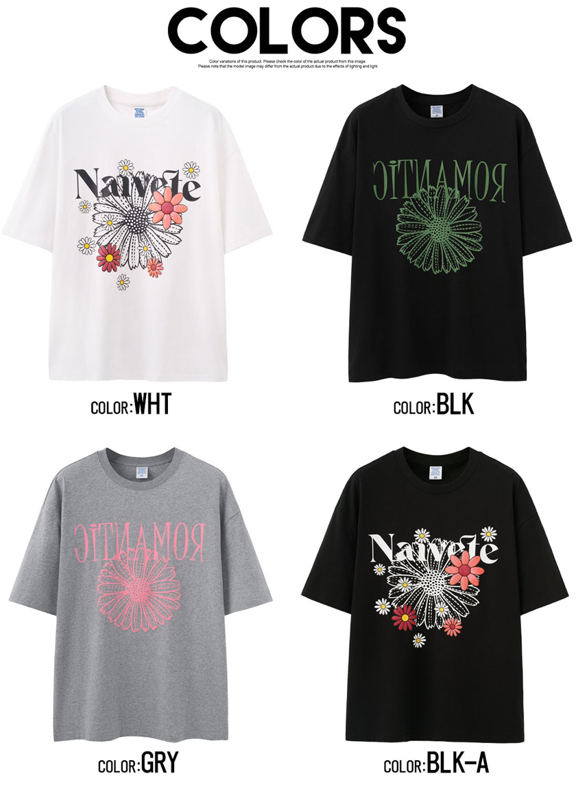 NON TOKYO 花柄プリント Tシャツ フリーサイズ 半袖 ユニセックス NON TOKYO 花柄プリント Tシャツ フリーサイズ 半袖 ユニ