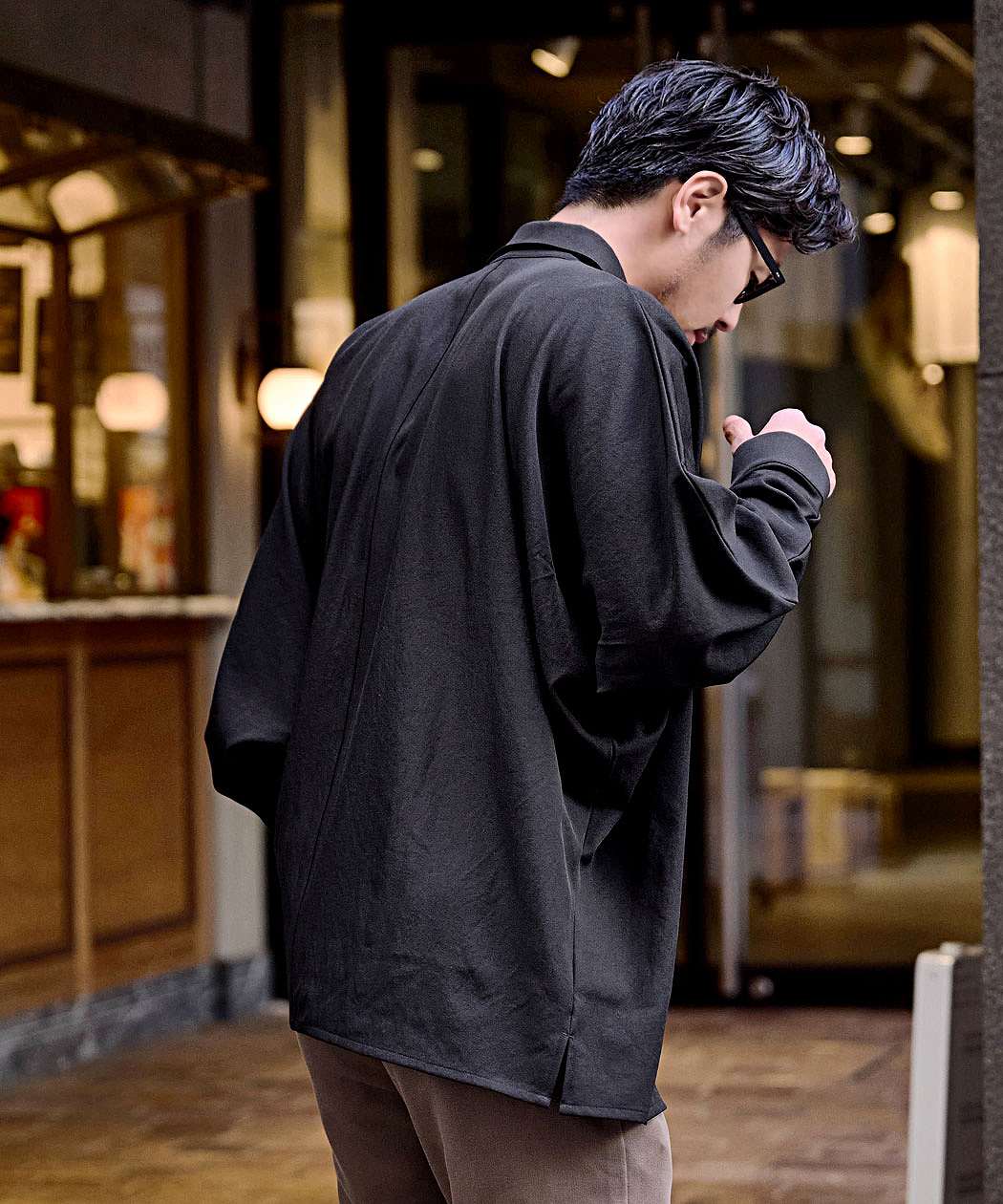 長袖シャツ メンズ ドルマンスリーブ 涼しい 無地 カジュアル 大きい