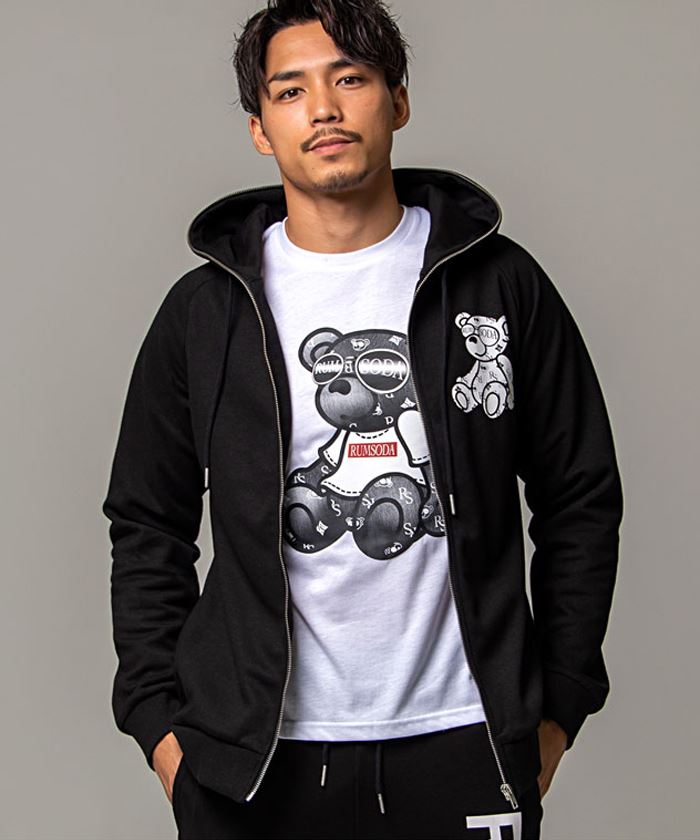 パーカー メンズ 長袖 クマ ベア 熊 セットアップ対応 ジム M L XL 綿ポリ ストリート ユニセックス RUMSODA ラムソーダ 秋 秋服