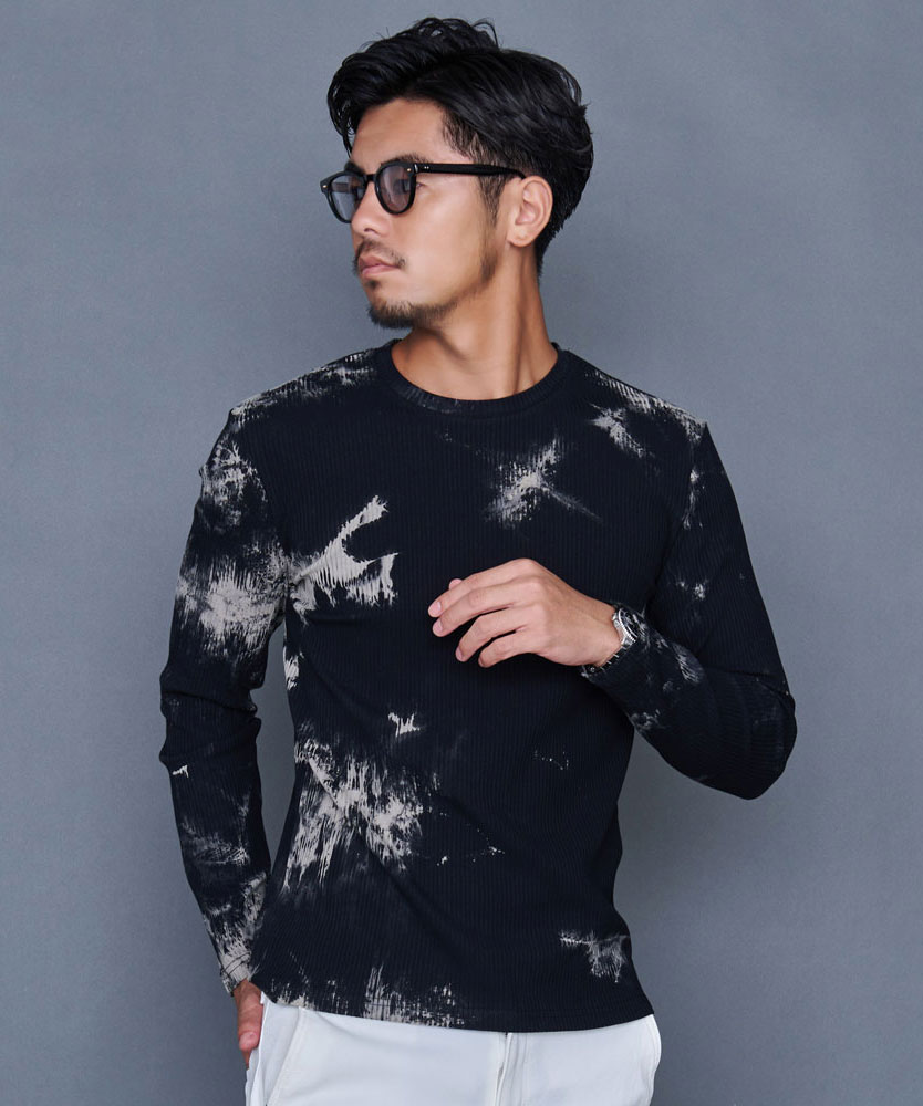Diesel タイダイ柄 グレー 長袖Tシャツ SILVER BULLET ロンT メンズ Tシャツ 長袖 カットソー インナー
