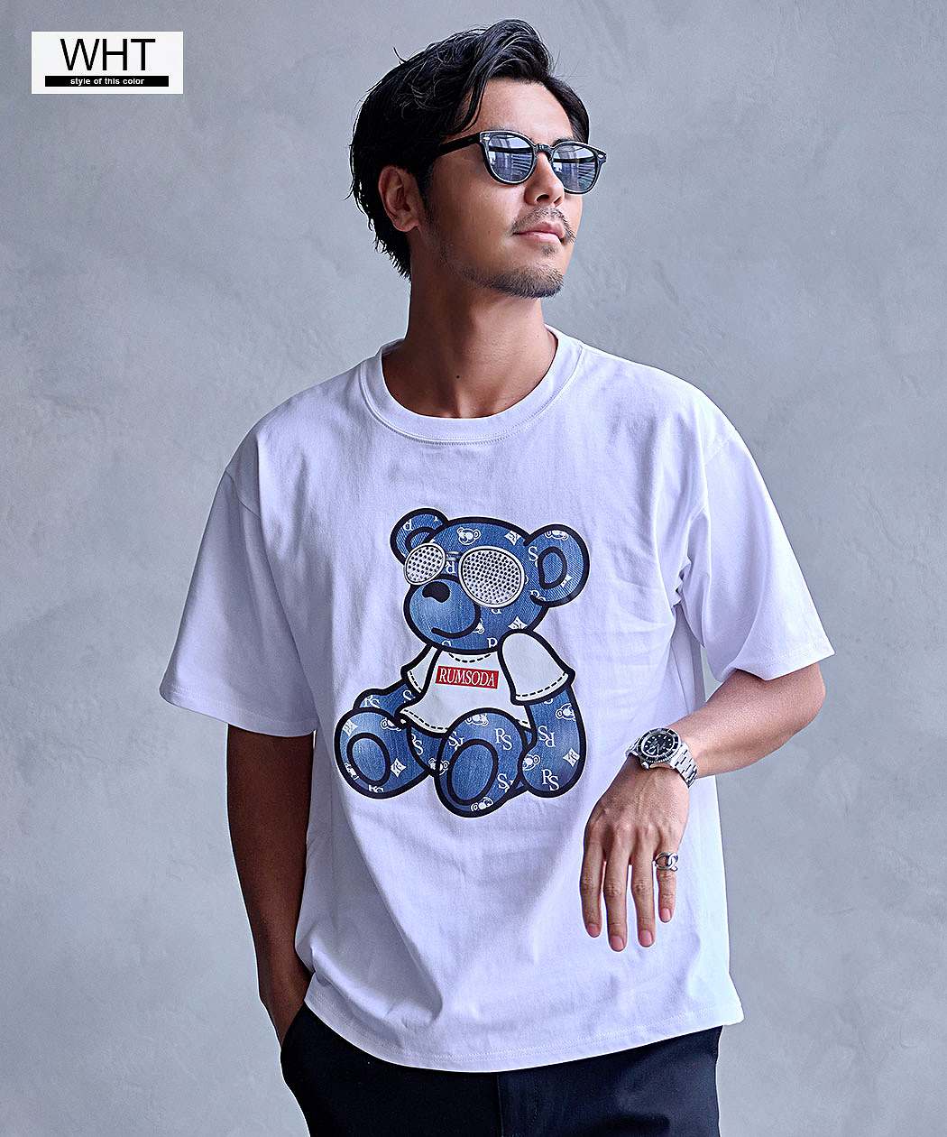 RUMSODA（ラムソーダ） Tシャツ メンズ 半袖 大きいサイズ ベア ロゴ 