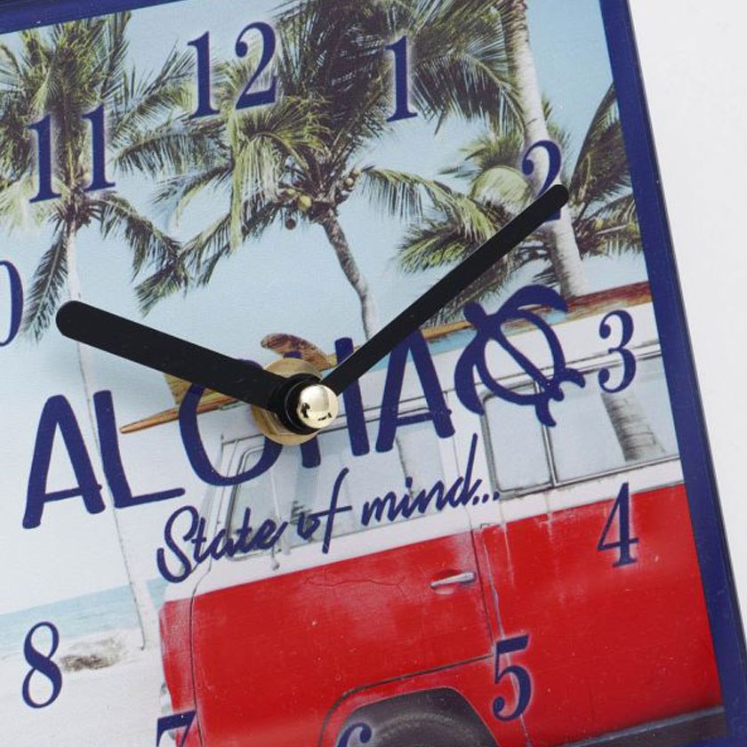 置き時計 おしゃれ アナログ リビング 電池式 ガラス ハワイ ワイキキビーチ ヤシの木｜silverbulletxfuga｜06