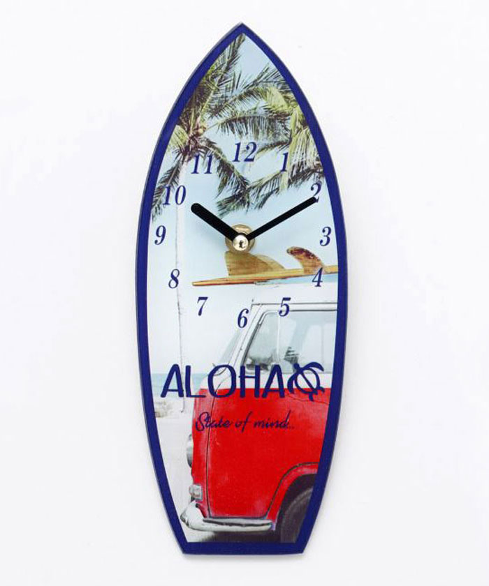置き時計 おしゃれ アナログ リビング 電池式 ガラス ハワイ ワイキキビーチ ヤシの木｜silverbulletxfuga｜03