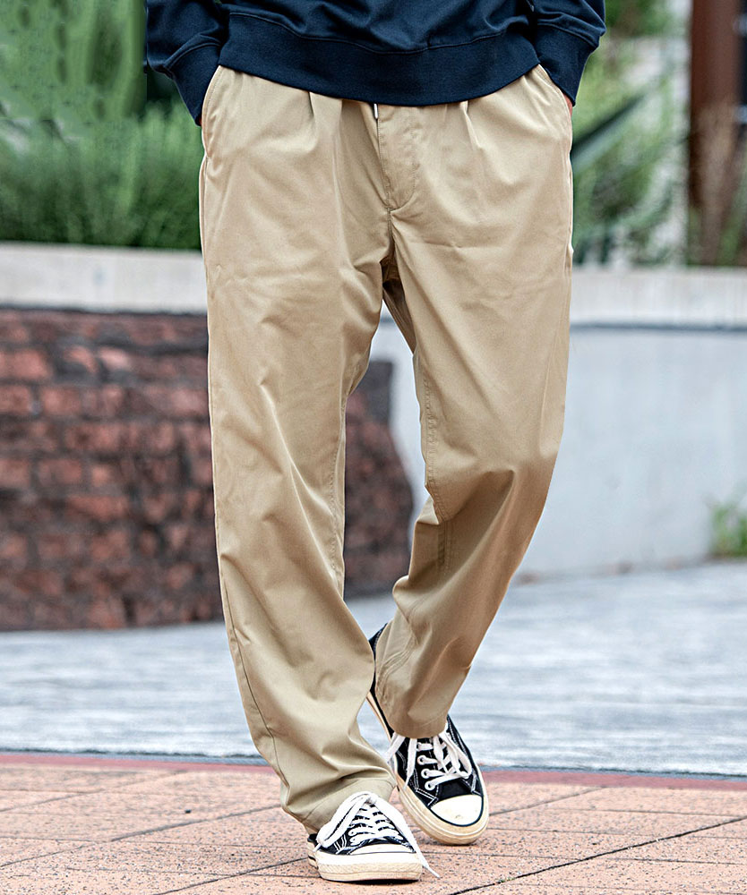 Dickies メンズ ワイドパンツ イージー チノ テーパード