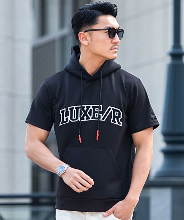 美品✨ピッコーネクラブ 半袖パーカー ベロア ロゴワッペン グレー LUXE/R パーカー メンズ ブランド おしゃれ 半袖 トップス プル