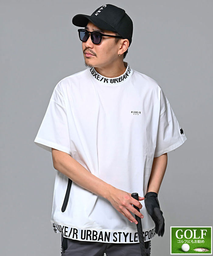 LUXE COLLECTION ゴルフシャツ ホワイト LUXE/R（ラグジュ） ゴルフウェア メンズ 春夏 コーデ Tシャツ メンズ
