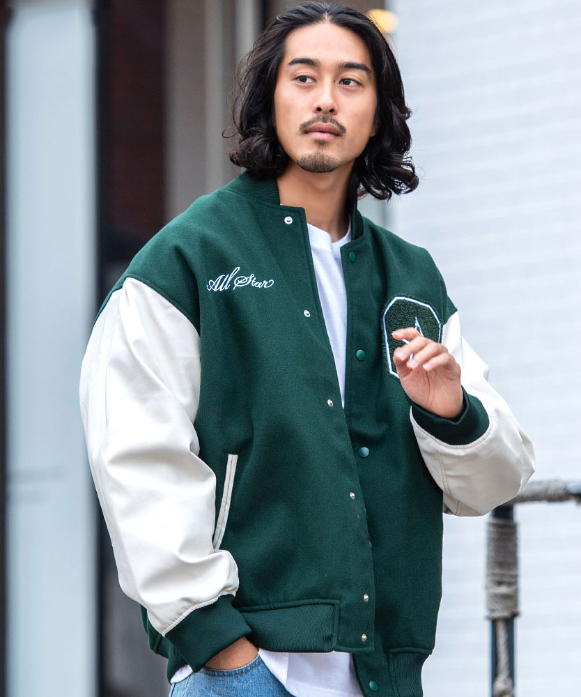 CONVERSE スタジャン M 黒 ウール・レザー CONVERSE スタジャン M 黒 ウール・レザー メンズ