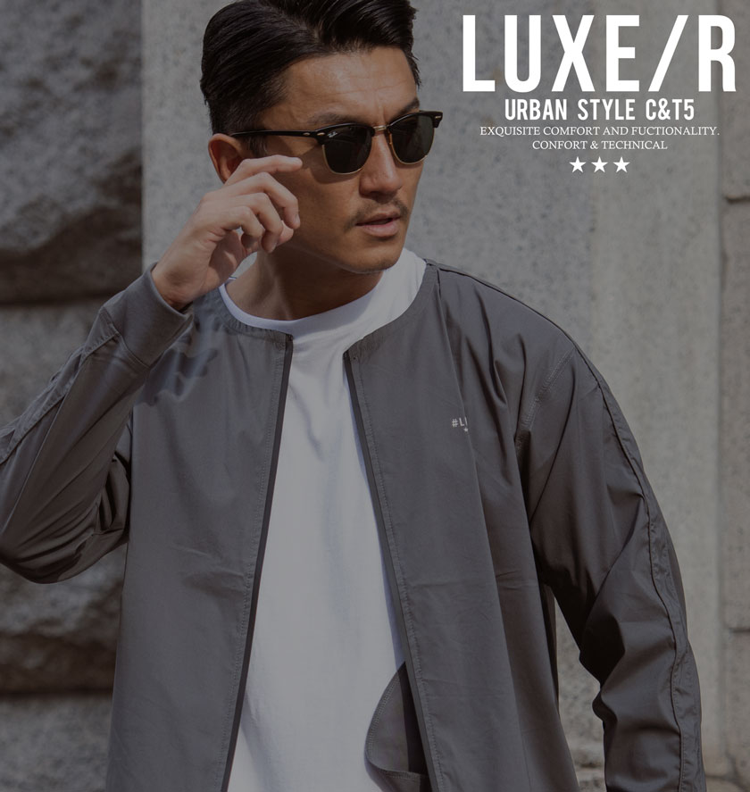 LUXE/R ジャケット メンズ ノーカラー 長袖 止水ジップ アウター