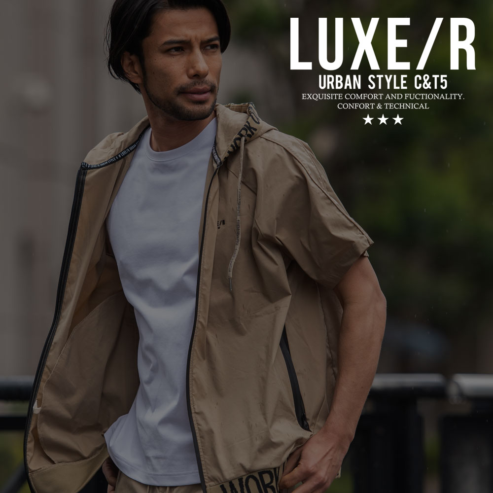 LUXE/R パーカー メンズ 半袖 ブランド ジップパーカー ロゴ