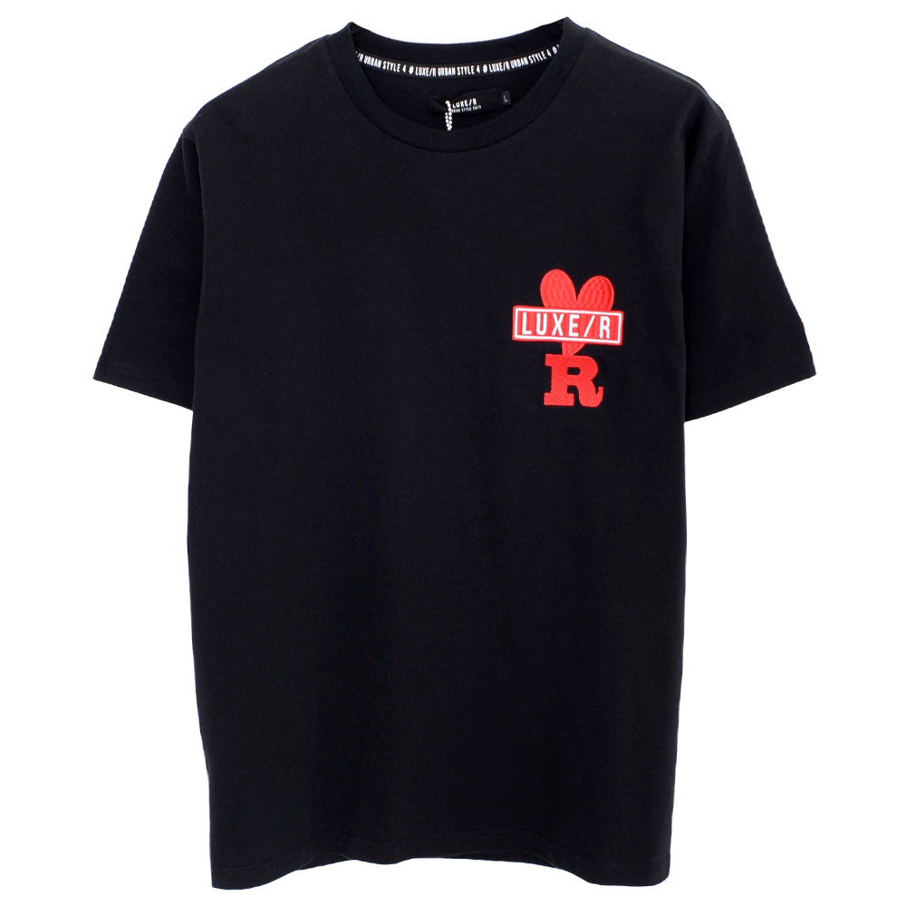 Tシャツ メンズ 半袖 ブランド おしゃれ 刺繍 ロゴ トップス 黒 白 M L XL LL LUXE/R 20代 30代 40代 (郵)｜silverbulletxfuga｜18