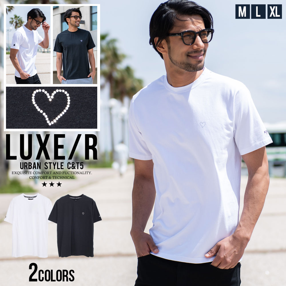 Tシャツ メンズ ブランド おしゃれ 半袖 ストレッチ 白 黒 M L 春 夏 LUXE/R (郵)｜silverbulletxfuga