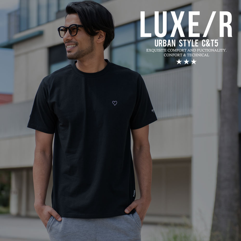 Tシャツ メンズ ブランド おしゃれ 半袖 ストレッチ 白 黒 M L 春 夏 LUXE/R (郵)｜silverbulletxfuga｜02