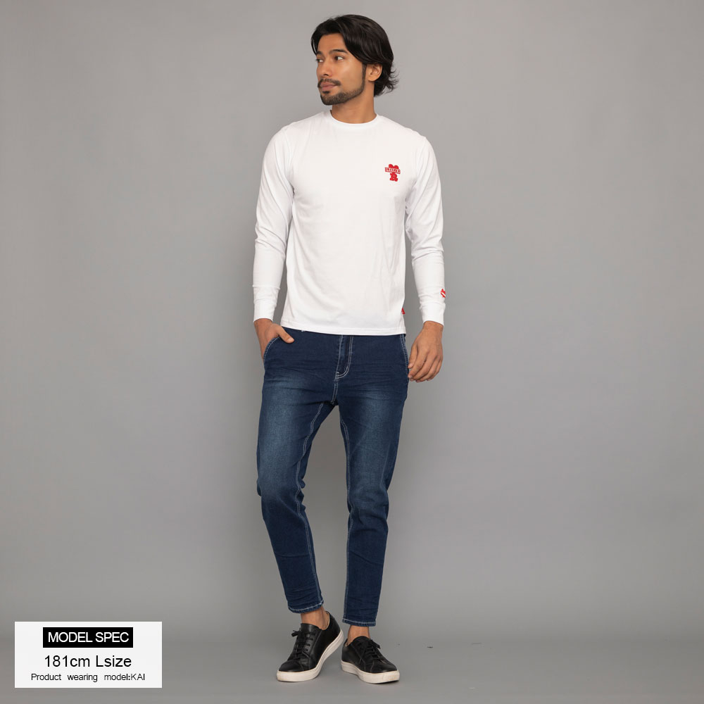 LUXE/R ロンT メンズ 長袖 Tシャツ ストレッチ ワンポイント