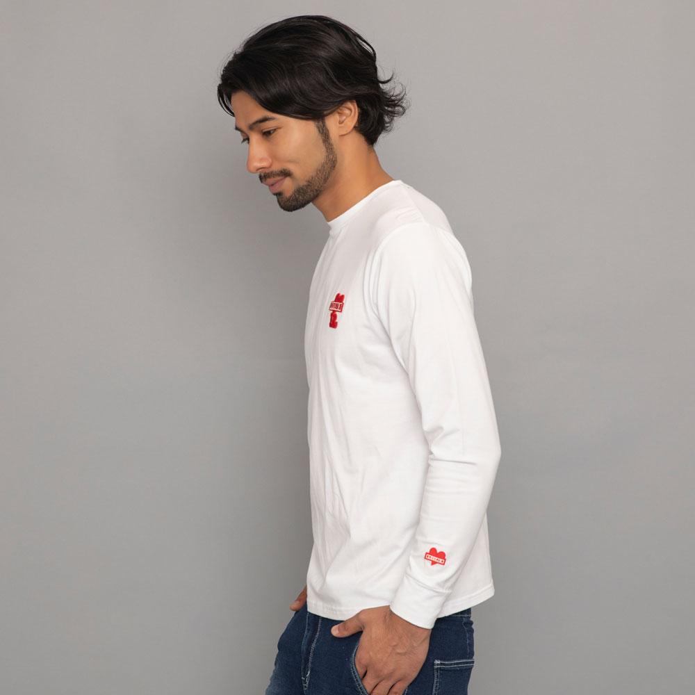 LUXE/R ロンT メンズ 長袖 Tシャツ ストレッチ ワンポイント