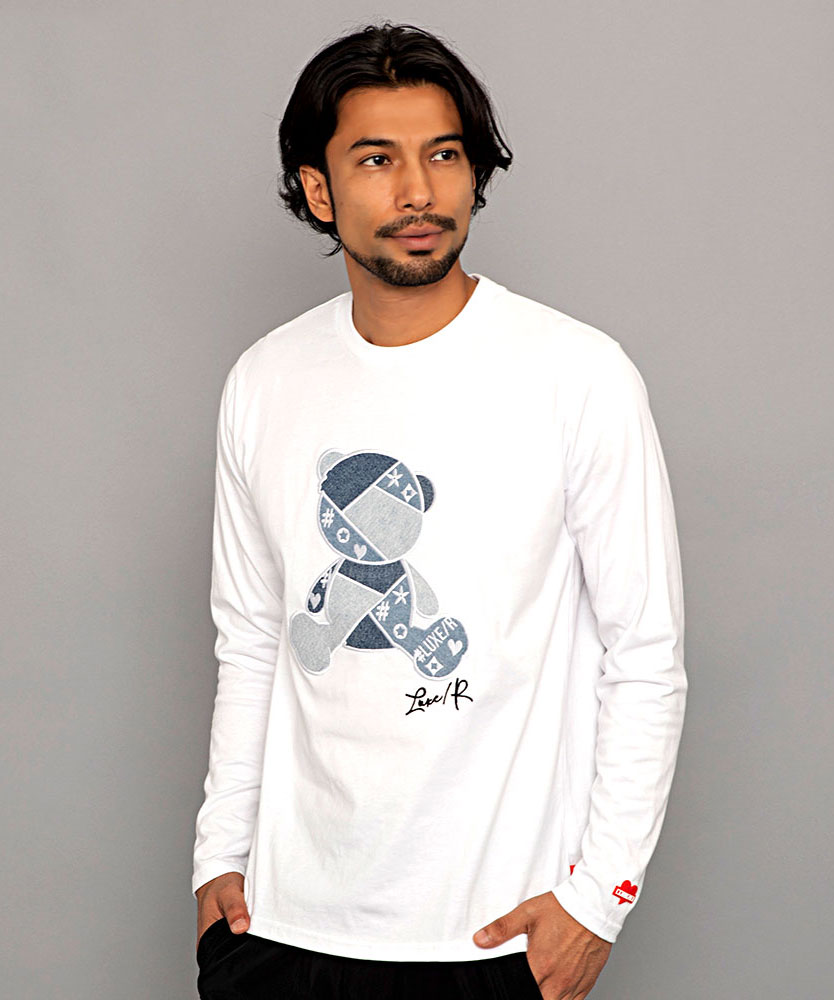 LUXE/R（ラグジュ） ロンT メンズ 長袖Tシャツ クマ デニム ワッペン