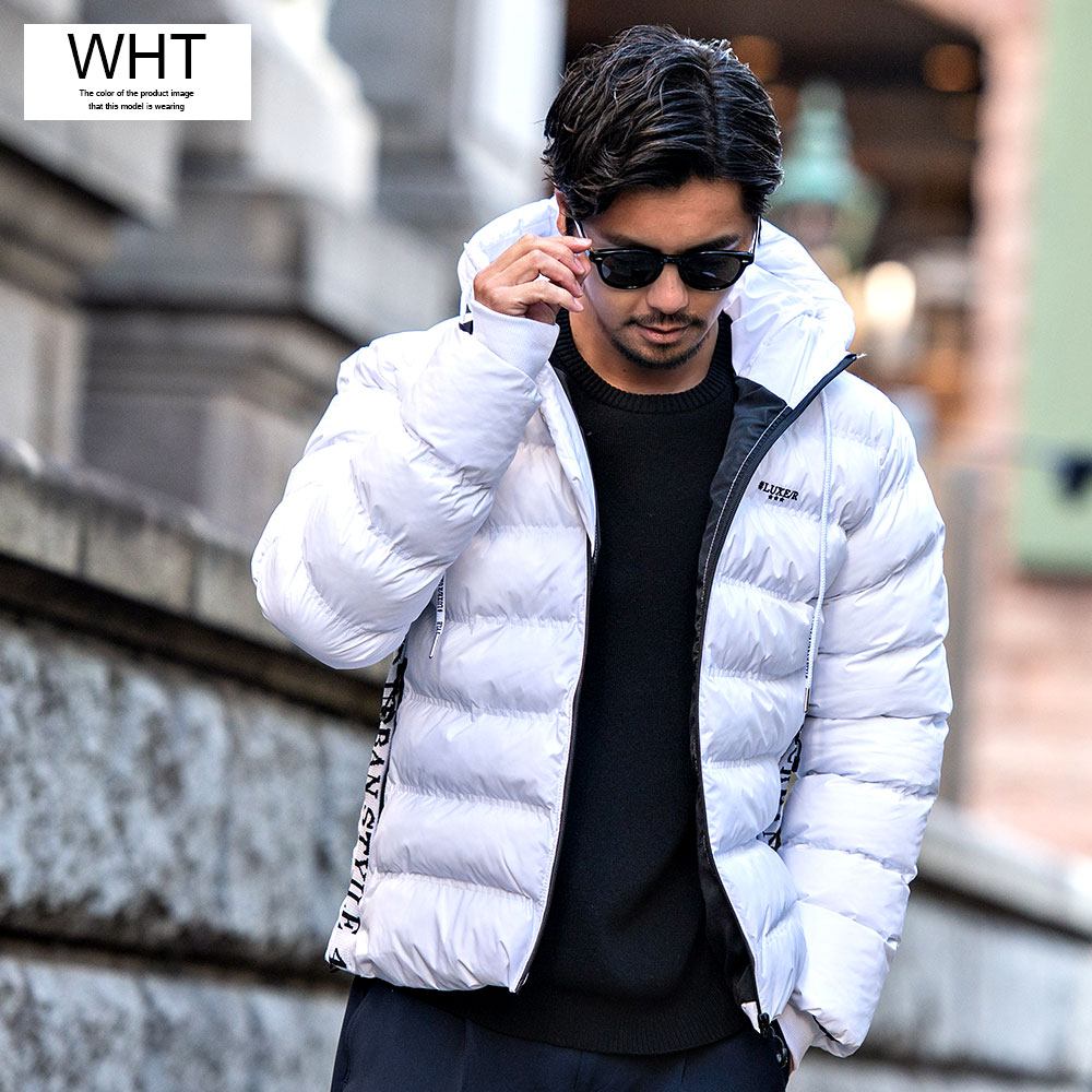 中綿ジャケット メンズ アウター ブルゾン ロゴ 刺繍 防寒 暖かい LUXE