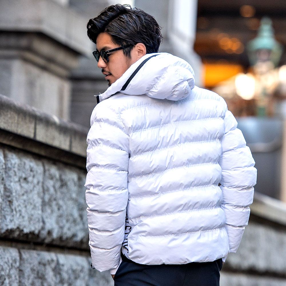 中綿ジャケット メンズ アウター ブルゾン ロゴ 刺繍 防寒 暖かい LUXE