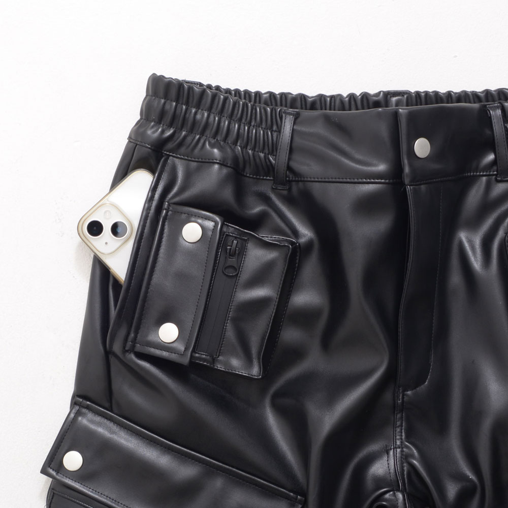 LUXE/R レザーパンツ メンズ 革 スキニー カーゴ 裏起毛 暖かい LUXE/R レザーパンツ メンズ 革 スキニー カーゴ 裏起毛 暖かい