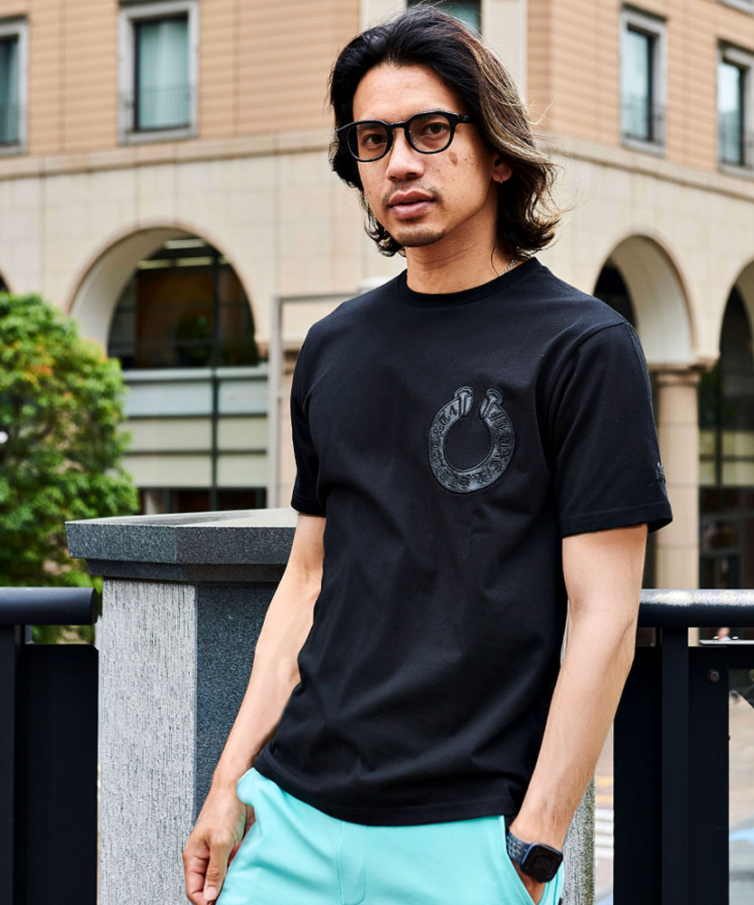 ローレルロゴクルーネックTシャツ　L 今季新作　定価15400円 LUXE/R（ラグジュ） Tシャツ メンズ 半袖 ブランド クルーネック