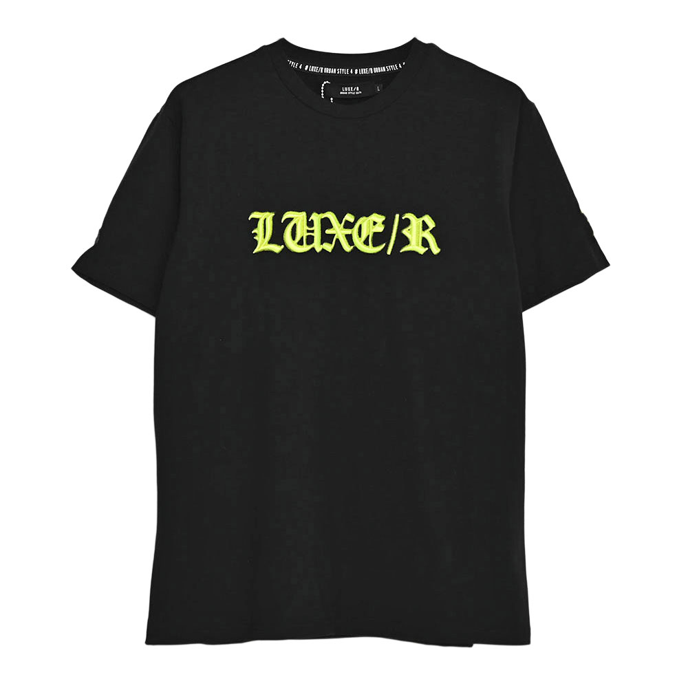 LUXE/R Tシャツ メンズ 半袖 ブランド コード刺繍 ロゴ 細身