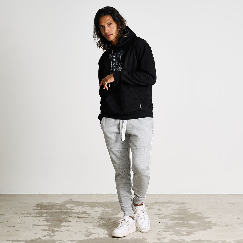 パーカー メンズ ブランド おしゃれ 長袖 プルパーカー ロゴ プリント 刺繍 デニム クマ くま スウェット スエット トップス インナー ホワイト ブラック ラグジュ LUXE R 大人 20代 30代 40代 50代 ちょいワル ユニセックス 男性 男 服 秋 冬 秋冬 ファッション [46124] LUXE/R（ラグジュ） パーカー メンズ ブランド 長袖 プルオーバー ロゴ