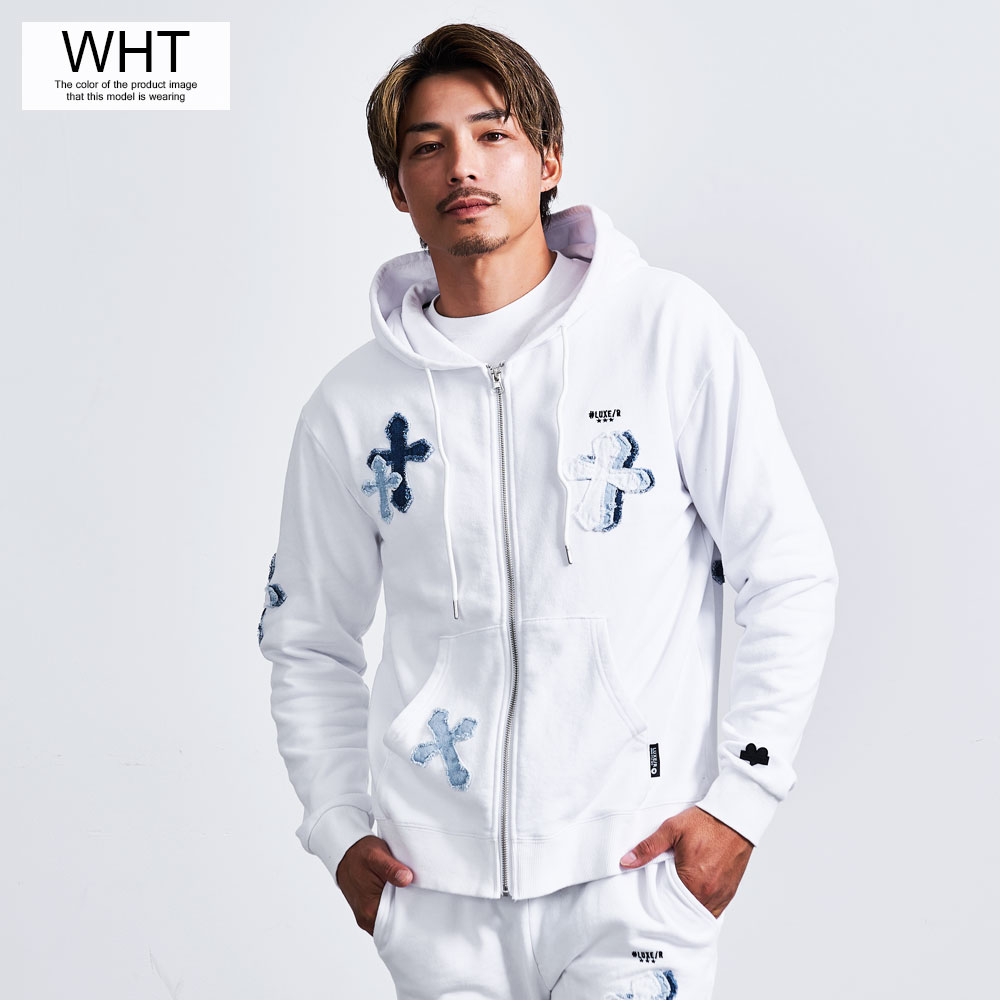 LUXE/R（ラグジュ） パーカー メンズ ジップ デニム切替 クロス