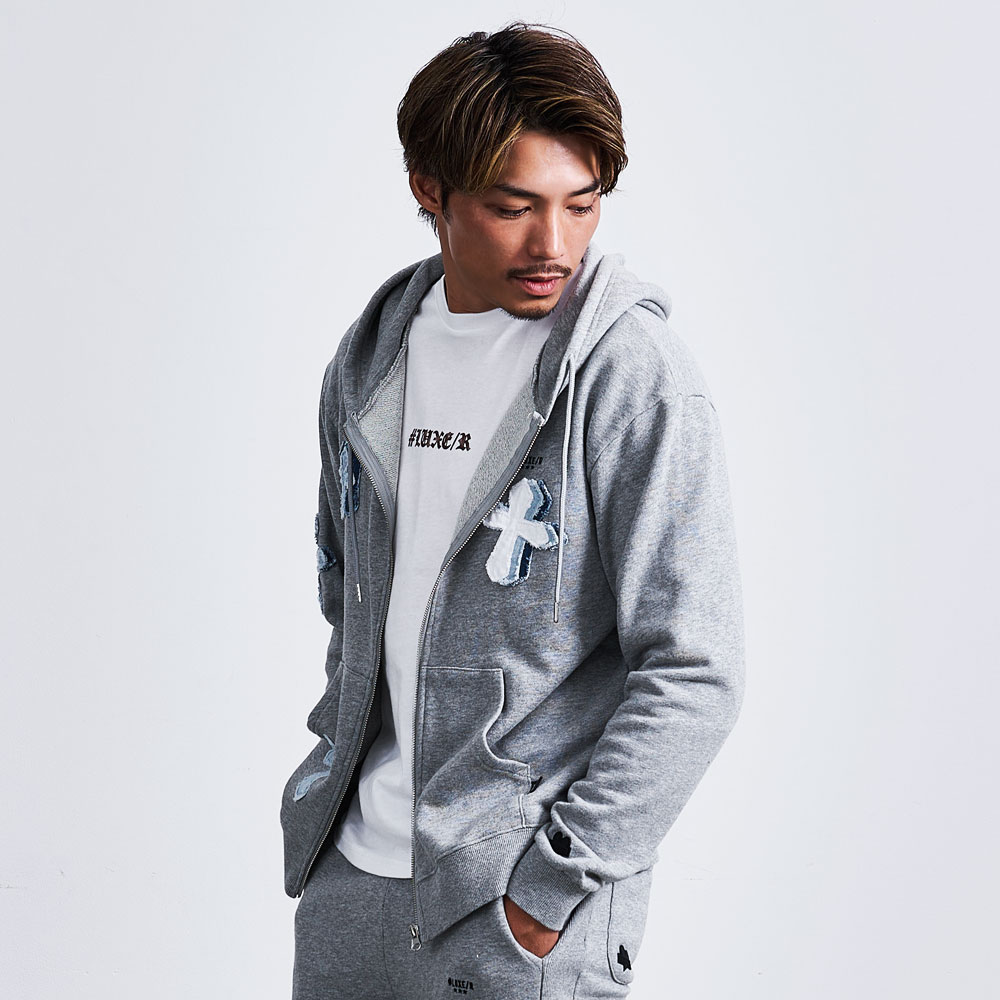 LUXE/R（ラグジュ） パーカー メンズ ジップ デニム切替 クロス