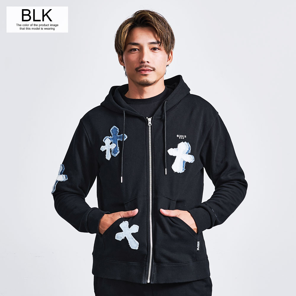 LUXE/R（ラグジュ） パーカー メンズ ジップ デニム切替 クロス