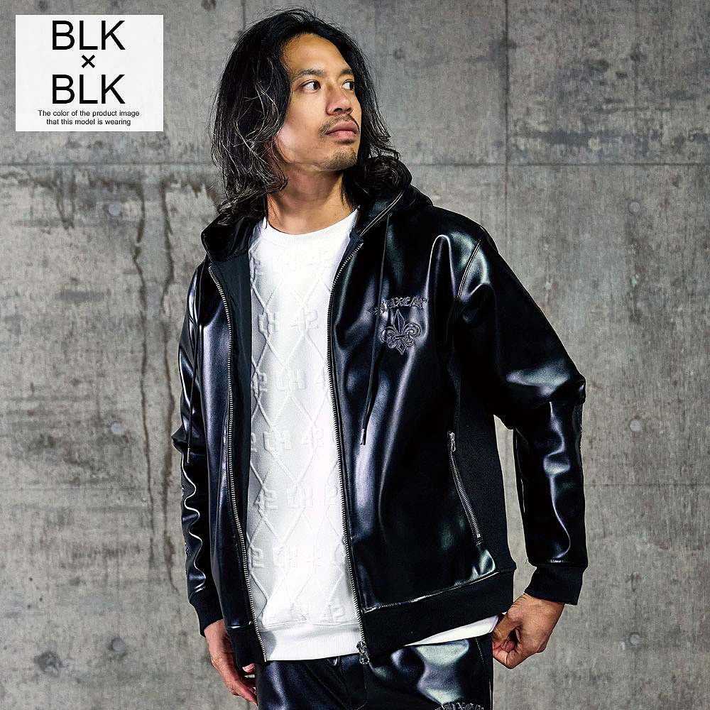 LUXE/R（ラグジュ） ジップパーカー メンズ PUレザー フードジャケット