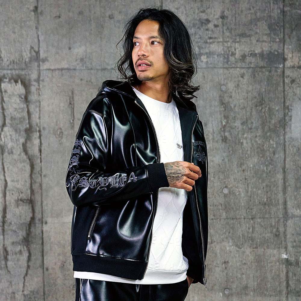 短丈 puレザー　ジャケット パーカー フーディー　秋　冬　黒 短丈 puレザー ジャケット パーカー フーディー 秋 冬 黒 ライダース