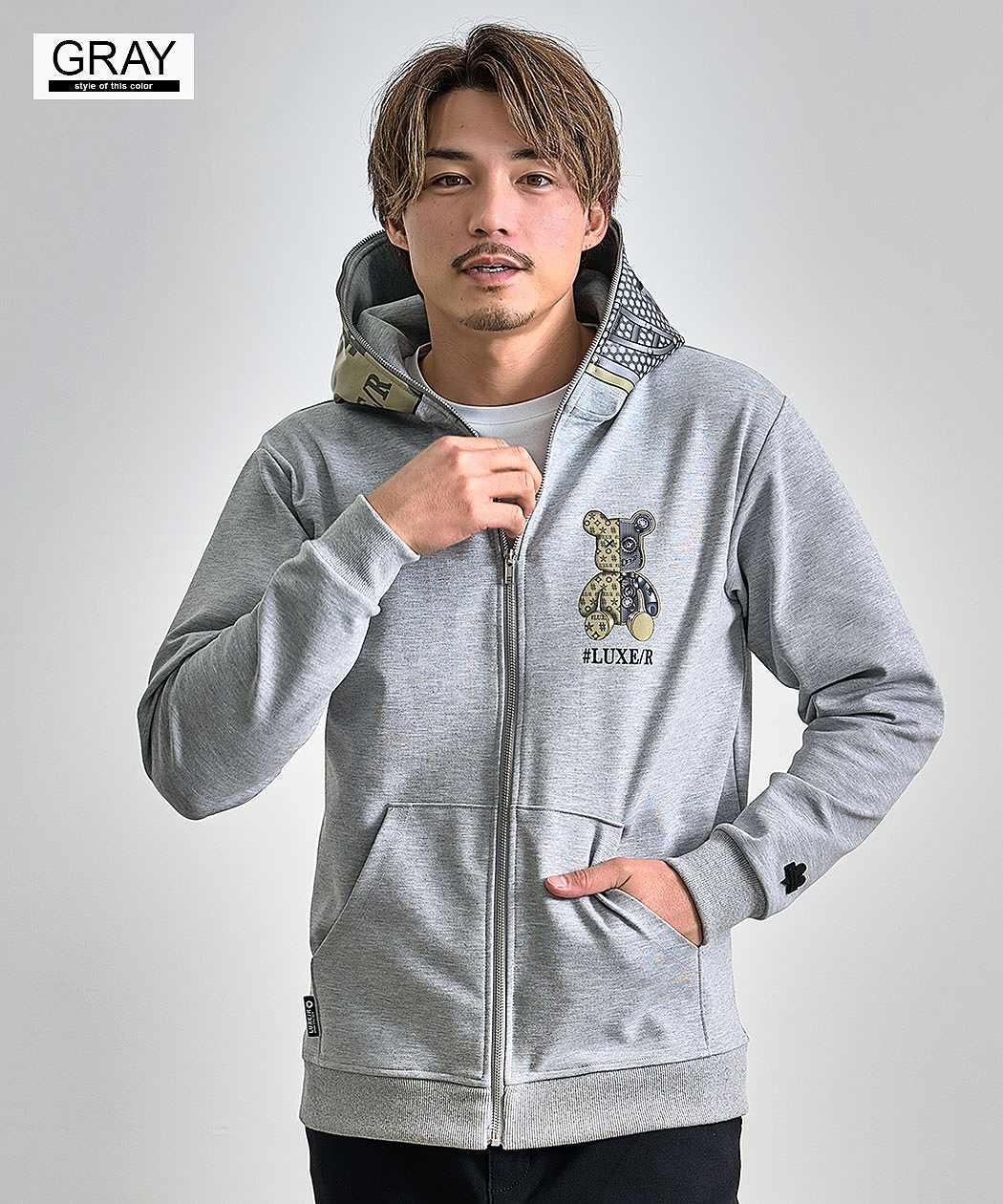 LUXE/R（ラグジュ） パーカー メンズ 長袖 ブランド ベア くま ロゴ