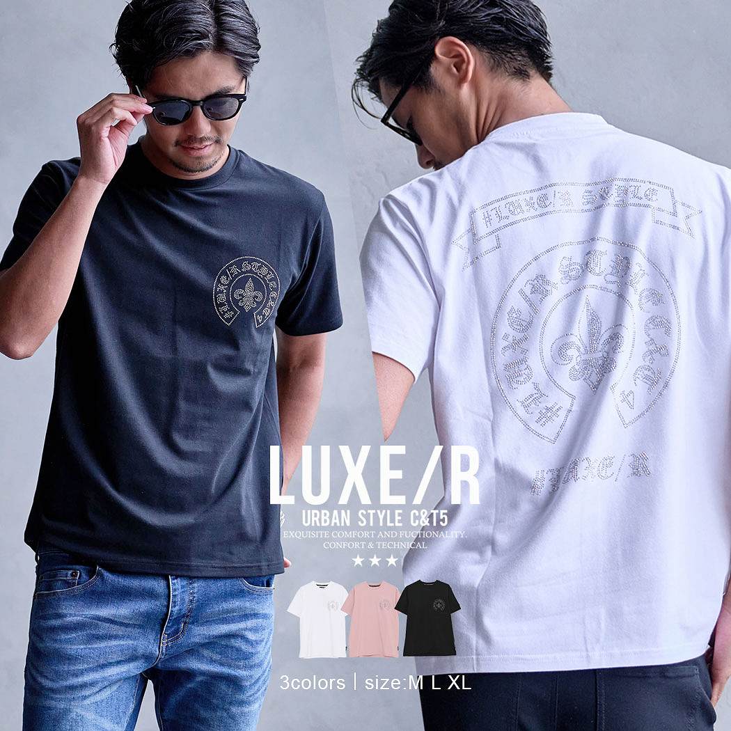 LUXE/R（ラグジュ） Tシャツ メンズ 半袖 ブランド 綿 ラインストーン