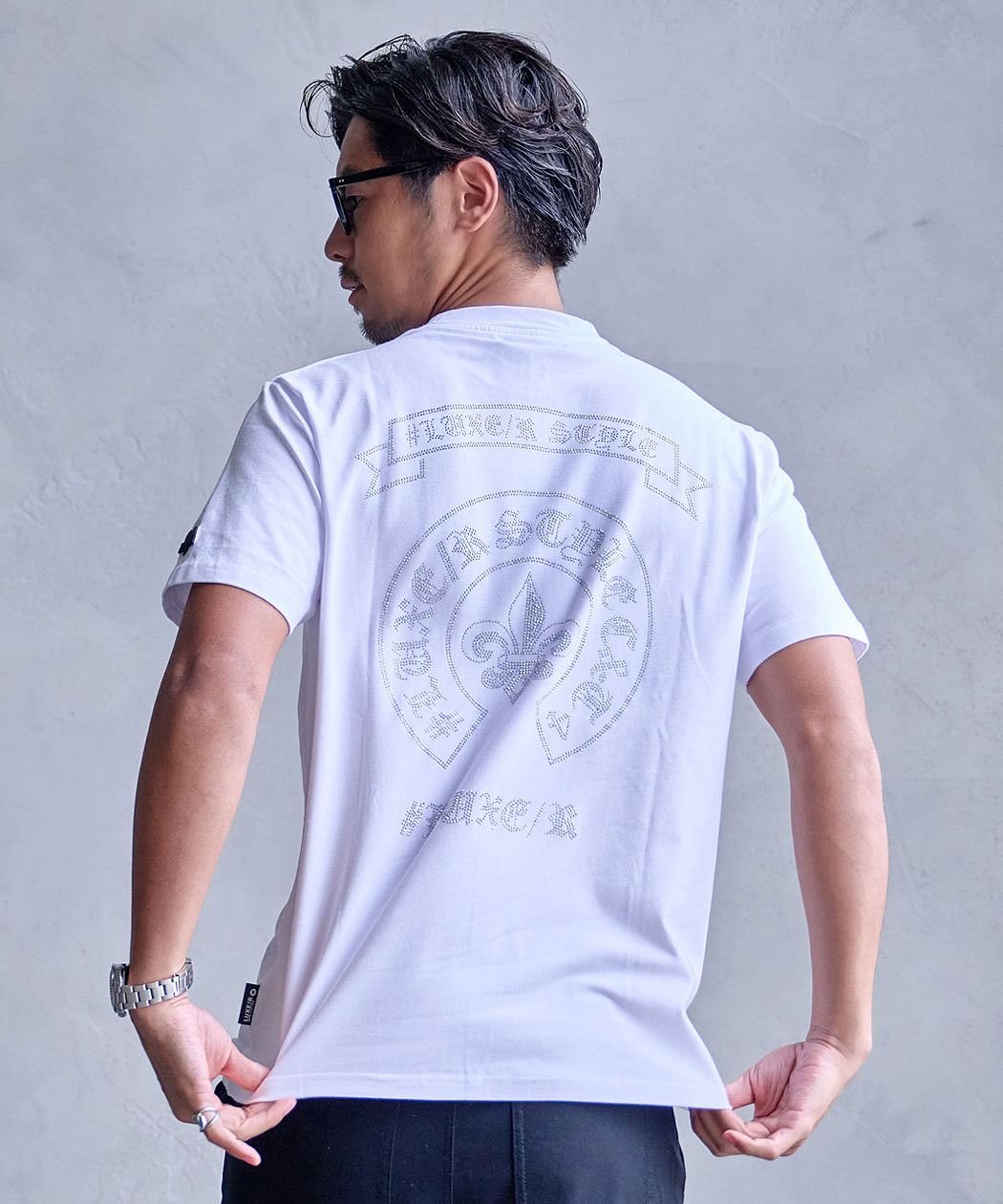 LUXE/R（ラグジュ） Tシャツ メンズ 半袖 ブランド 綿 ラインストーン
