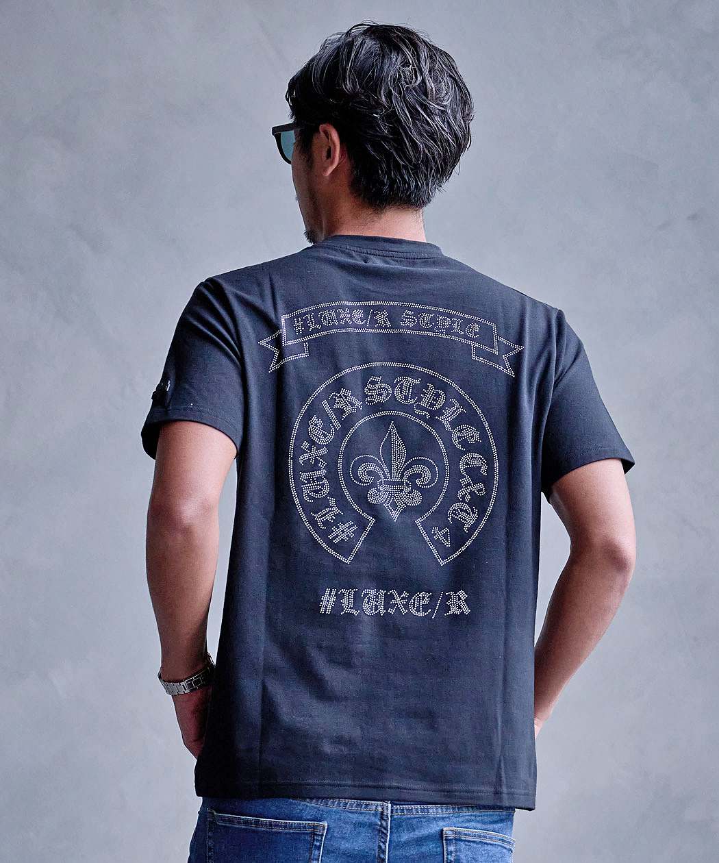 LUXE/R（ラグジュ） Tシャツ メンズ 半袖 ブランド 綿 ラインストーン