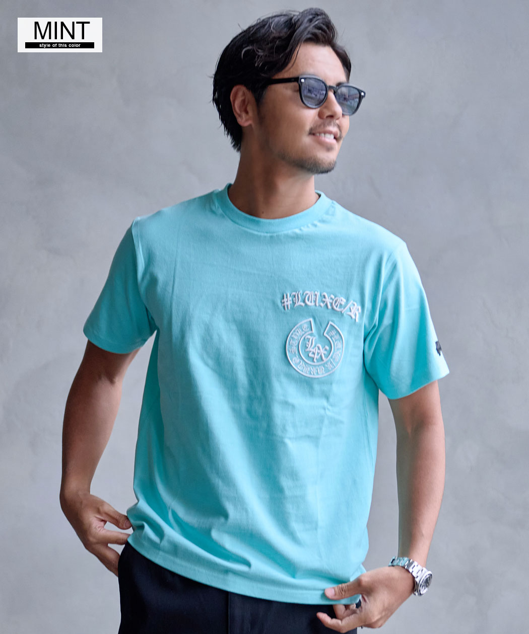 LUXE/R（ラグジュ） Tシャツ メンズ 半袖 ブランド 綿100% コード刺繍 