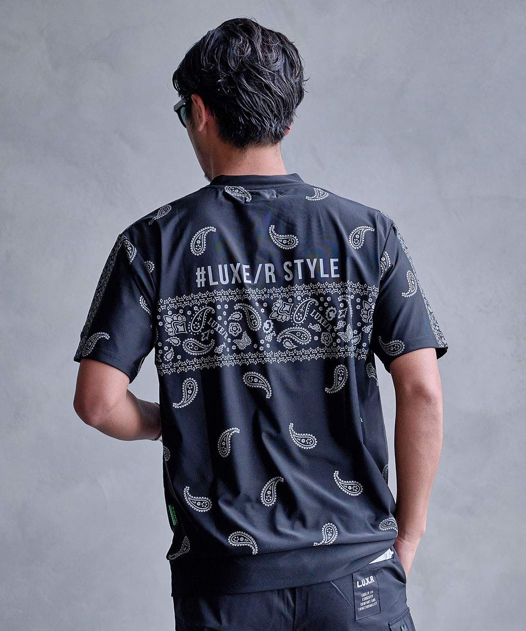 LUXE/R（ラグジュ） Tシャツ メンズ 半袖 モックネック ペイズリー 総